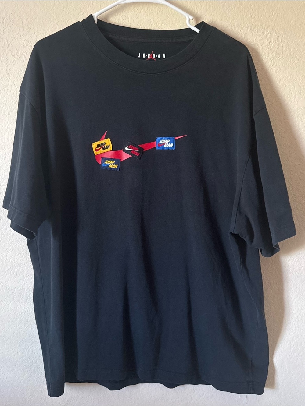 Jordan Black Short Sleeve Tee with Multicolor Jumpman Graphics XL